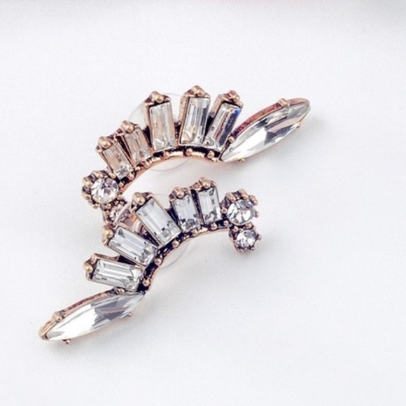 Angel Wing Cubic Zirconia Stud Earrings - Picture 2 of 2